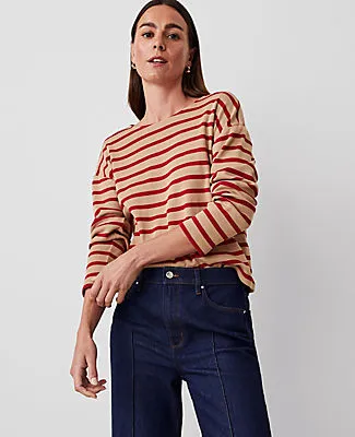 Ann Taylor Petite Weekend Collection Stripe Relaxed Long Sleeve Top sold by Ann Taylor