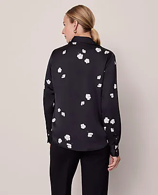 Ann Taylor Petite Floral Satin Essential Shirt sold by Ann Taylor product image thumbnail 2