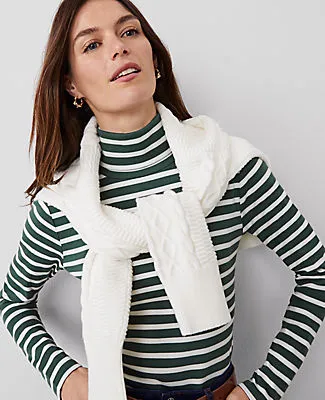 Ann Taylor Weekend Collection Striped Turtleneck Top sold by Ann Taylor product image thumbnail 3