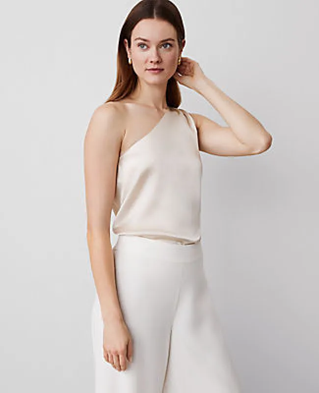 Ann Taylor Studio Collection Silk One-Shoulder Top sold by Ann Taylor