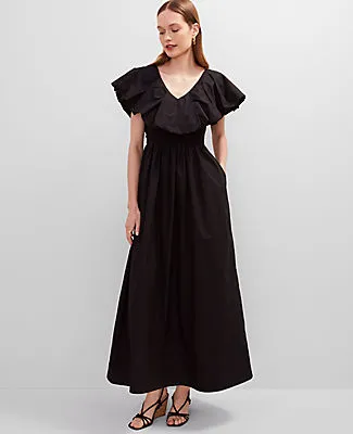 Ann Taylor Petite Ruffle Collar Maxi Flare Dress sold by Ann Taylor product image thumbnail 2