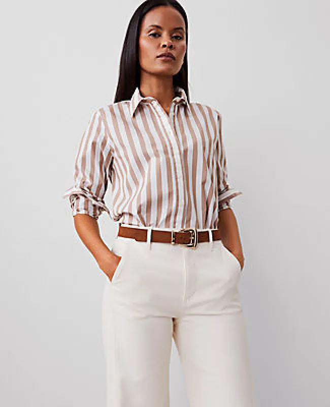 Ann Taylor Petite Striped Relaxed Perfect Shirt sold by Ann Taylor