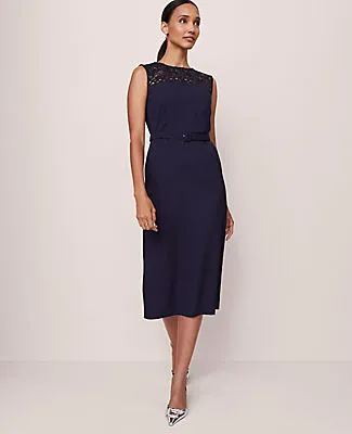 Ann Taylor Petite Lace Trim Satin Midi Dress sold by Ann Taylor
