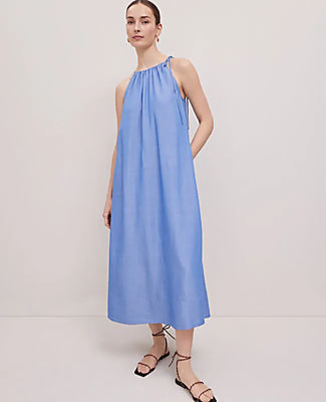 Ann Taylor Petite Weekend Collection Chambray Halter Maxi Dress sold by Ann Taylor