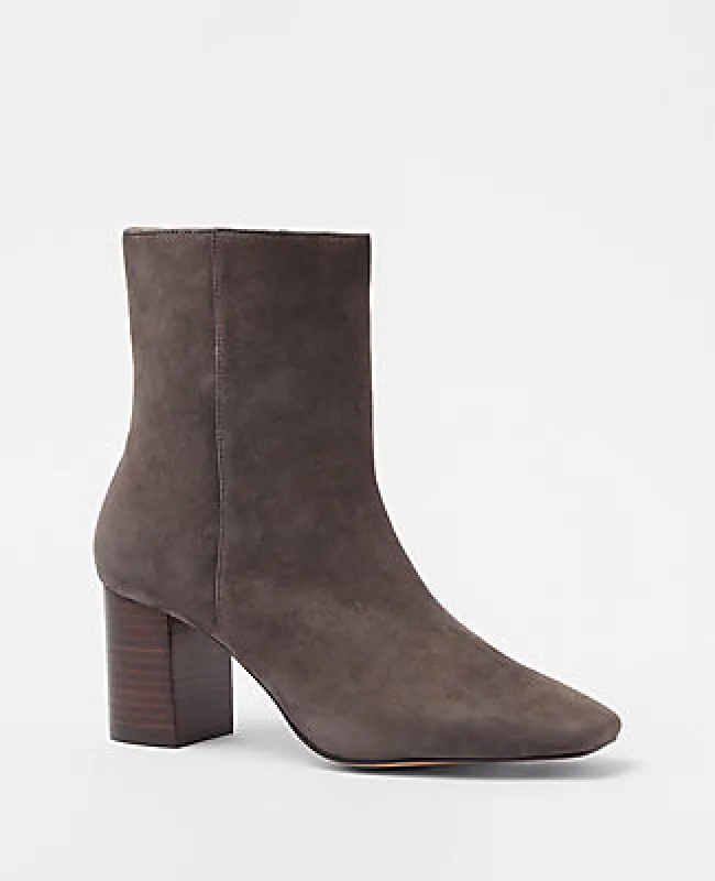 Ann Taylor High Block Heel Suede Booties sold by Ann Taylor
