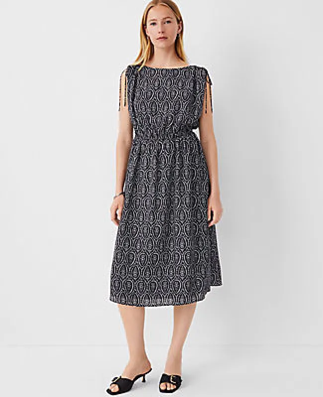 Ann Taylor Geo Sleeveless Flare Midi Dress sold by Ann Taylor