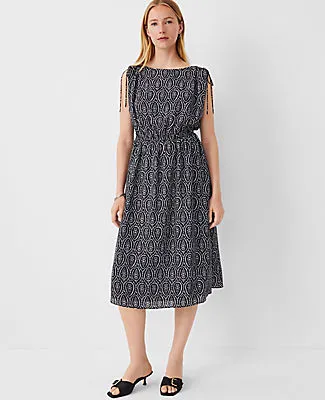 Ann Taylor Geo Sleeveless Flare Midi Dress sold by Ann Taylor