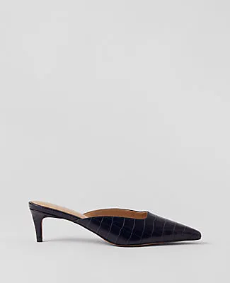 Ann Taylor Embossed Nip Toe Kitten Heel Mule Pumps sold by Ann Taylor