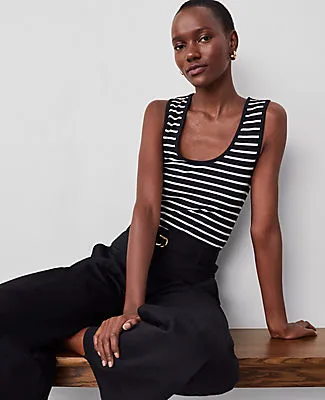 Ann Taylor Striped Scoop Neck Tank Top sold by Ann Taylor product image thumbnail 3