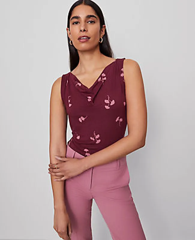 Ann Taylor Floral Draped Cowl Neck Top sold by Ann Taylor
