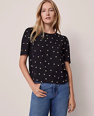 Ann Taylor Dotted Puff Sleeve Blouse sold by Ann Taylor