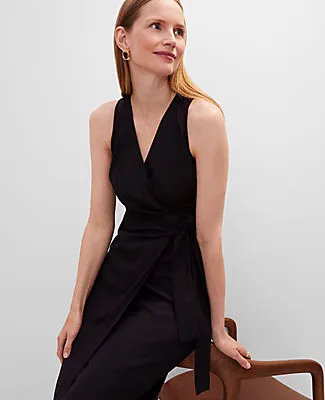 Ann Taylor Linen Blend V-Neck Wrap Dress sold by Ann Taylor product image thumbnail 3