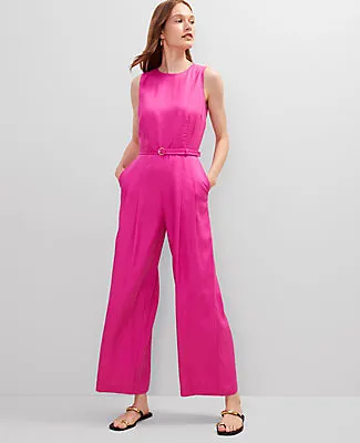 Ann Taylor Petite Belted Crew Neck Jumpsuit sold by Ann Taylor product image thumbnail 3