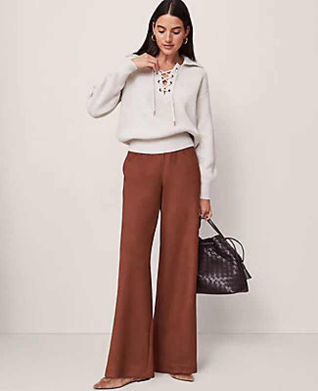 Ann Taylor Weekend Collection Easy Wide-Leg Pant in Faux Suede sold by Ann Taylor