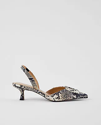 Ann Taylor Snake Print Pointy Toe Buckle Slingback Pumps sold by Ann Taylor
