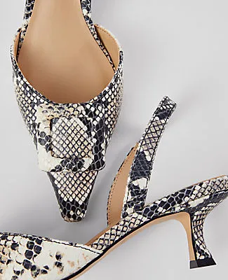 Ann Taylor Snake Print Pointy Toe Buckle Slingback Pumps sold by Ann Taylor product image thumbnail 2