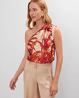 Ann Taylor Petite Studio Collection Tropical Silk One Shoulder Top sold by Ann Taylor