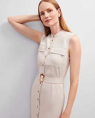 Ann Taylor Belted Linen Blend Shirtdress sold by Ann Taylor product image thumbnail 3