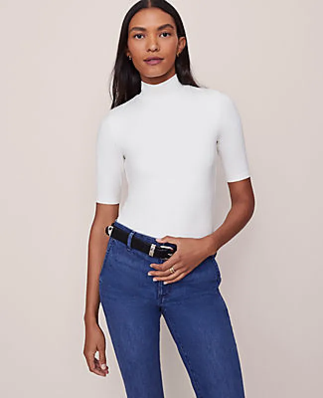 Ann Taylor Mock Neck Elbow Sleeve Top sold by Ann Taylor