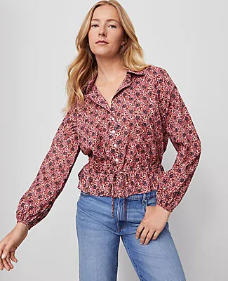 Ann Taylor Weekend Collection Floral Tie Waist Popover Top sold by Ann Taylor product image thumbnail 2