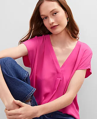 Ann Taylor Mixed Media Pleat Front Top sold by Ann Taylor product image thumbnail 3