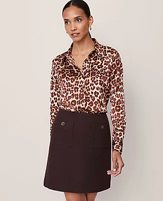 Ann Taylor Petite Animal Print Satin Button Down Shirt sold by Ann Taylor product image thumbnail 3
