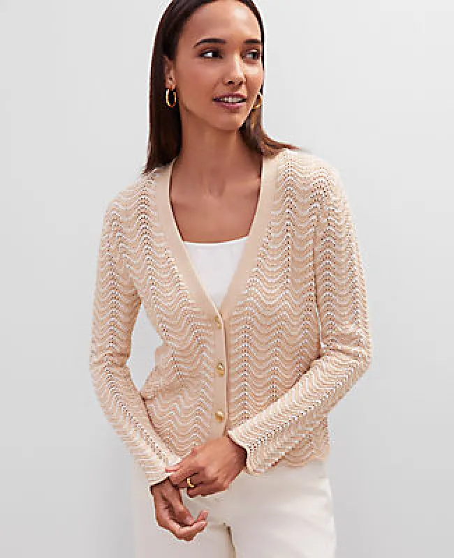 Ann Taylor Scalloped V-Neck Cardigan sold by Ann Taylor