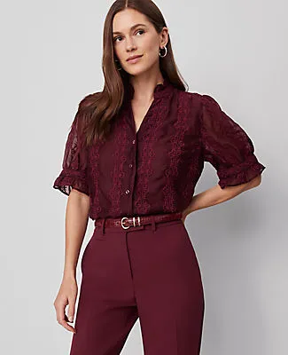 Ann Taylor Ruffle Collar Shirt sold by Ann Taylor