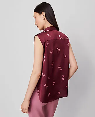 Ann Taylor Petite Floral Shirred Yoke Sleeveless Shirt sold by Ann Taylor product image thumbnail 2