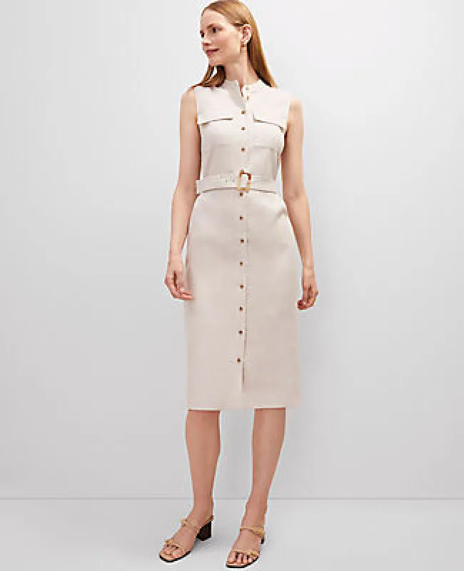 Ann Taylor Belted Linen Blend Shirtdress sold by Ann Taylor
