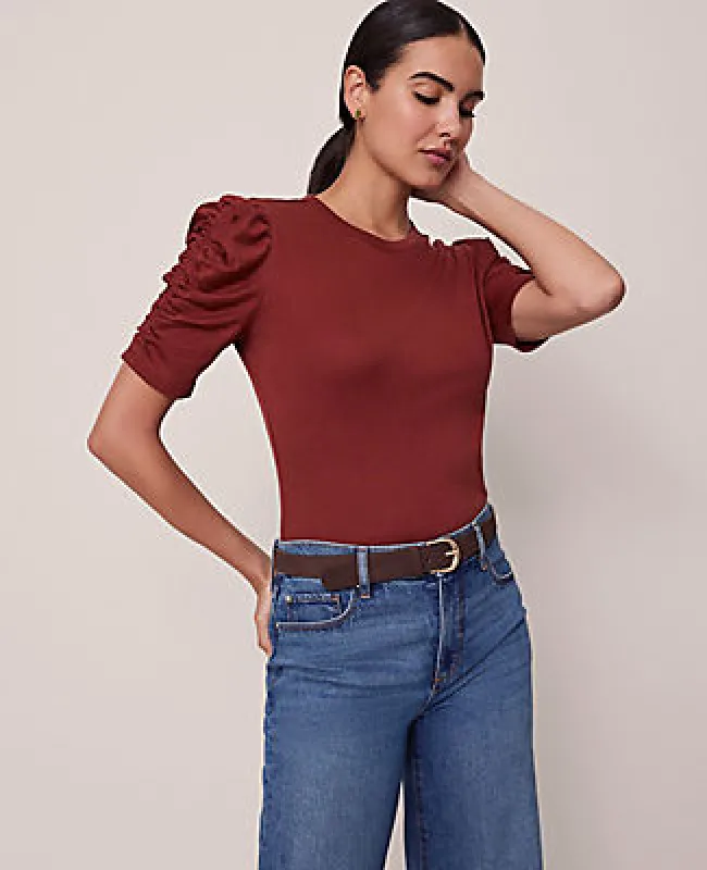 Ann Taylor Weekend Collection Shirred Sleeve Top sold by Ann Taylor
