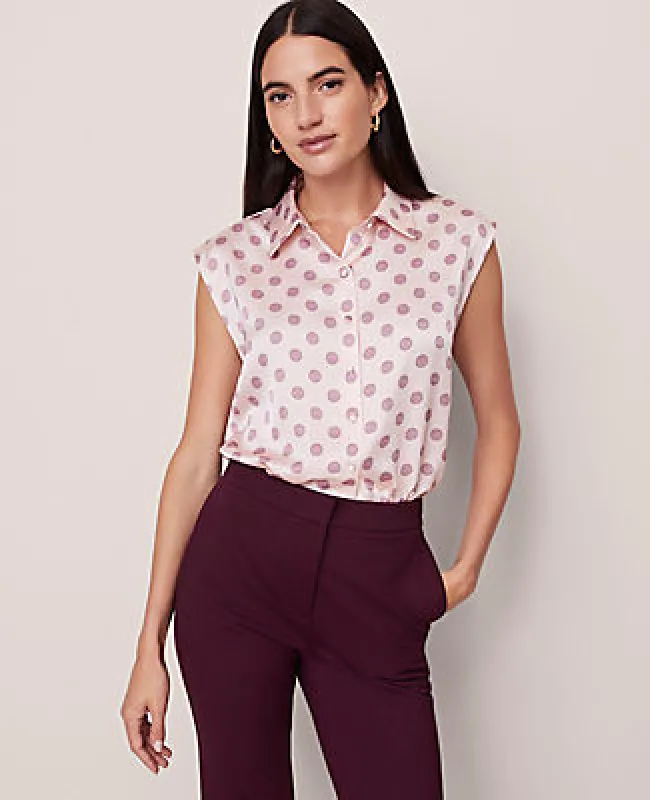 Ann Taylor Geo Collared Satin Blouse sold by Ann Taylor