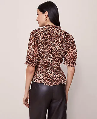 Ann Taylor Animal Print Smocked Ruffled Top sold by Ann Taylor product image thumbnail 2