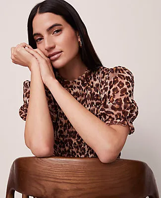 Ann Taylor Animal Print Smocked Ruffled Top sold by Ann Taylor product image thumbnail 3