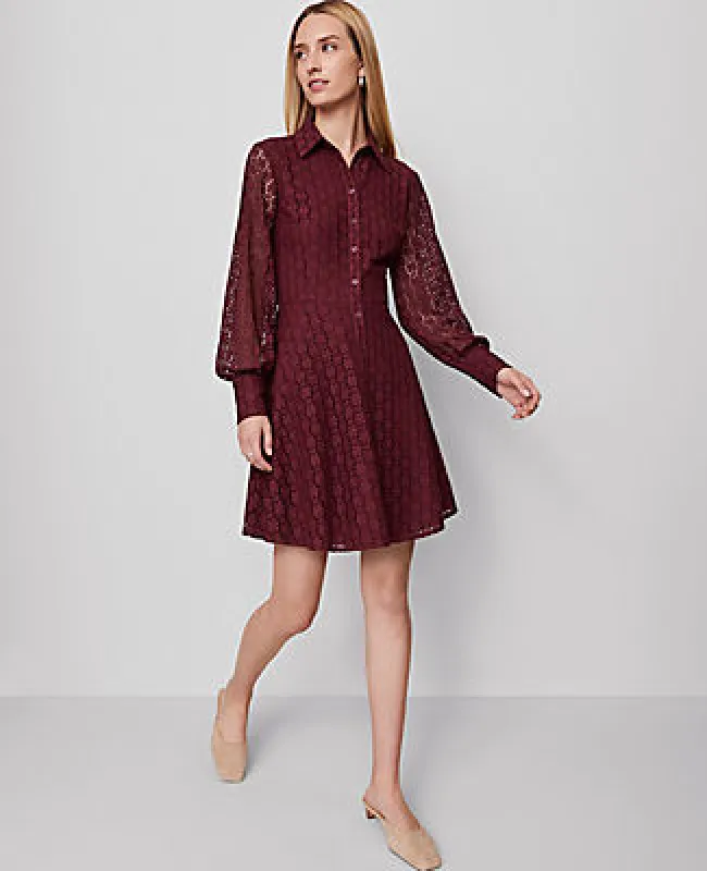 Ann Taylor Lace Flare Shirtdress sold by Ann Taylor