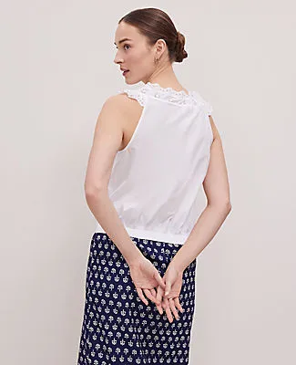 Ann Taylor Petite Weekend Collection Eyelet Tie Neck Top sold by Ann Taylor product image thumbnail 2