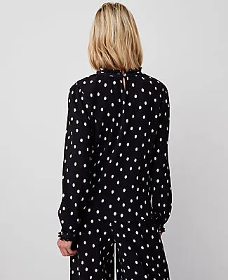 Ann Taylor Petite Dotted Ruffle Popover Top sold by Ann Taylor product image thumbnail 3