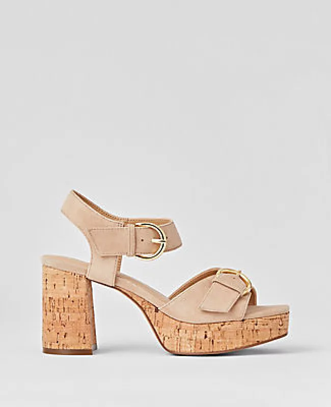 Ann Taylor Chunky Buckle Suede Platform Sandals sold by Ann Taylor