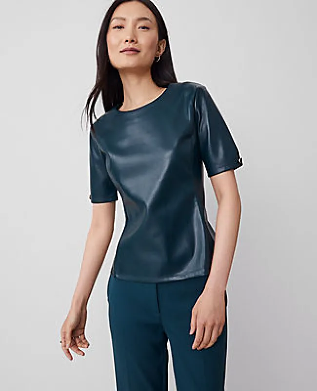 Ann Taylor Faux Leather Peplum Top sold by Ann Taylor
