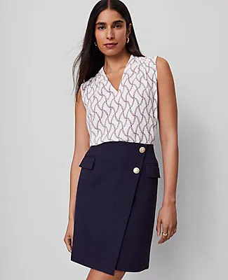 Ann Taylor Ponte Button Wrap Skirt sold by Ann Taylor product image thumbnail 2