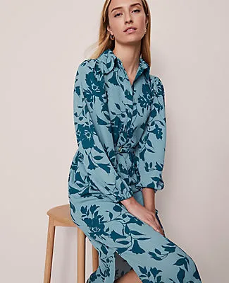 Ann Taylor Floral Belted Midi Shirtdress sold by Ann Taylor product image thumbnail 3