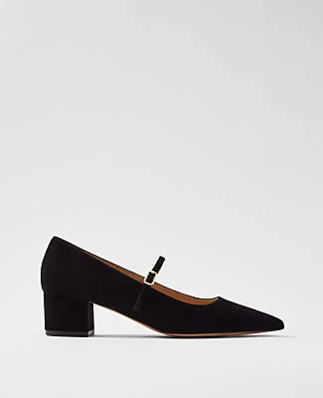 Ann Taylor Suede Pointy Toe Block Heel Pumps sold by Ann Taylor