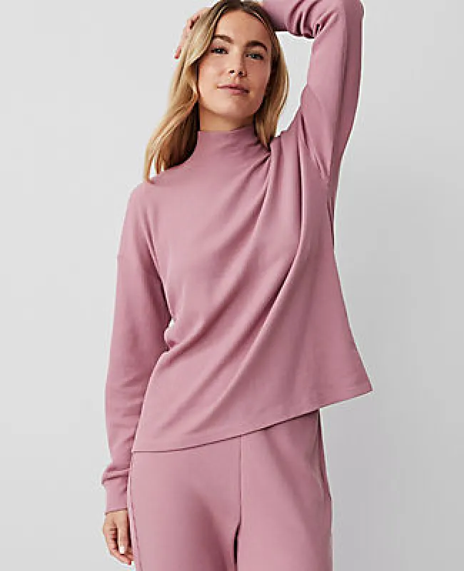 Ann Taylor Mock Neck Waffle Lounge Pullover sold by Ann Taylor