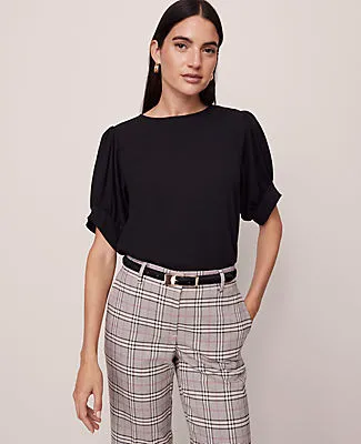 Ann Taylor Mixed Media Gathered Sleeve Top sold by Ann Taylor
