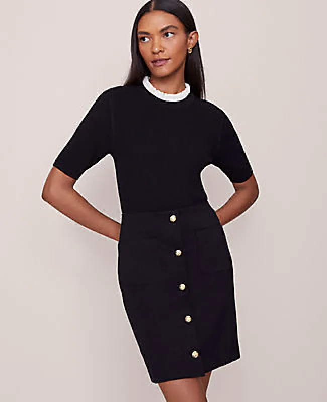 Ann Taylor Ruffle Neck Ribbed Sweater sold by Ann Taylor