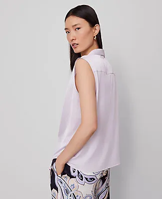 Ann Taylor Petite Mixed Media V-Neck Top sold by Ann Taylor product image thumbnail 2