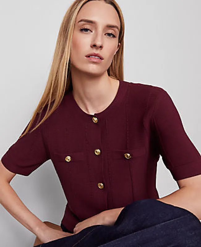 Ann Taylor Textured Stitch Cardigan sold by Ann Taylor