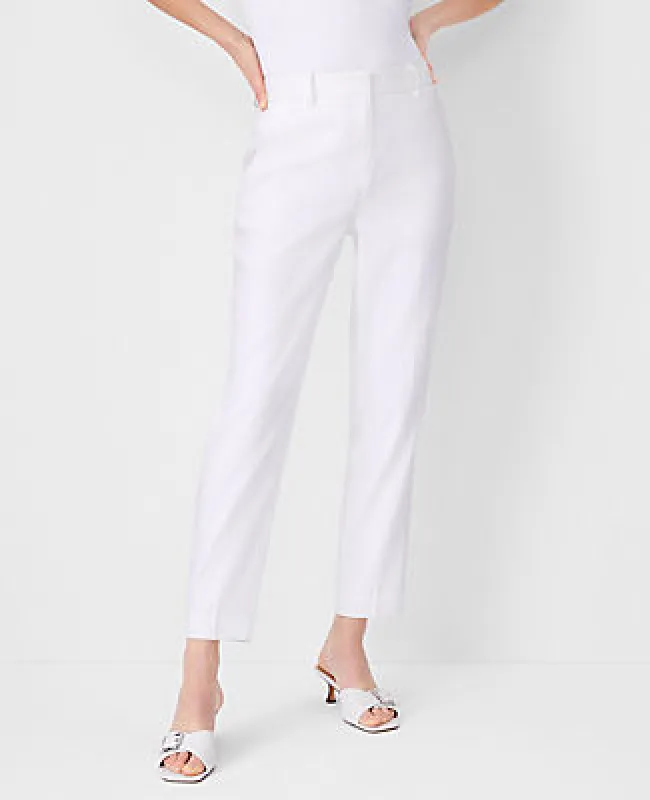 Ann Taylor The High Rise Ankle Pant in Herringbone Linen Blend sold by Ann Taylor