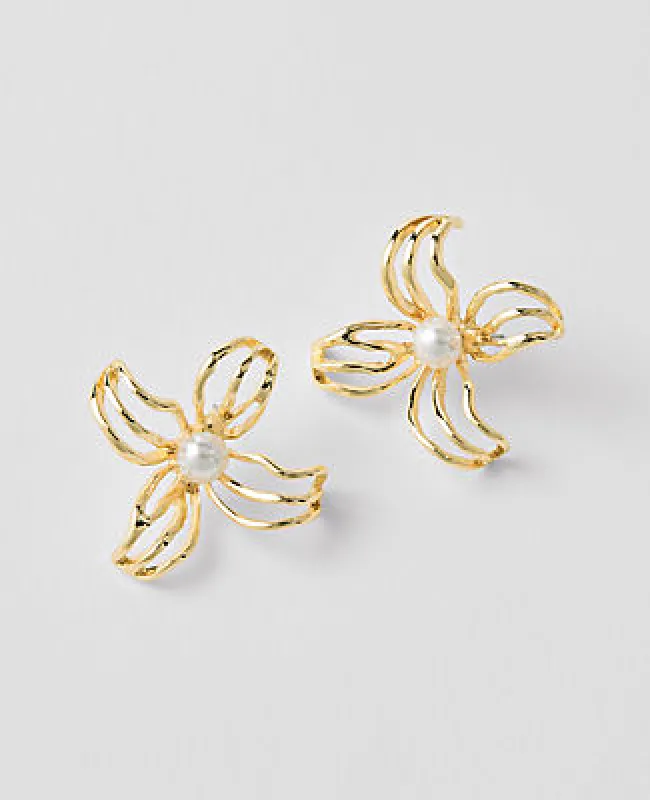 Ann Taylor Floral Metal Wire Stud Earrings sold by Ann Taylor