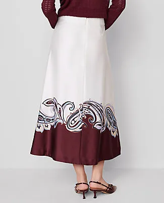 Ann Taylor Petite Paisley Satin Midi Skirt sold by Ann Taylor product image thumbnail 4